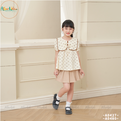 Áo sơ mi tay cộc bé gái chất xô muslin A0480