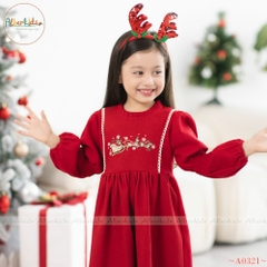 Váy bé gái thêu noel chất nhung chéo A0321