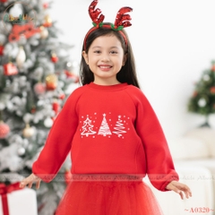 Áo nỉ noel in hình cây thông cho bé trai, bé gái A0320