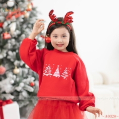 Áo nỉ noel in hình cây thông cho bé trai, bé gái A0320