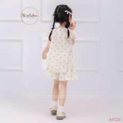 Sét đồ cộc tay cách điệu đính nơ bé gái A0823