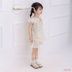 Sét đồ cộc tay cách điệu đính nơ bé gái A0823