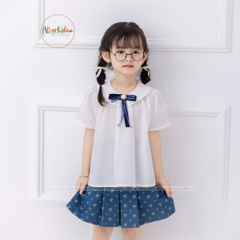 Chân váy bò in họa tiết bé gái A0736