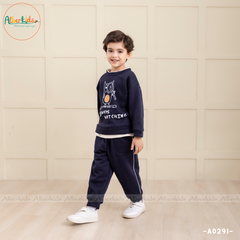 Bộ đồ nỉ bé trai in hình con Cú không mũ A0291