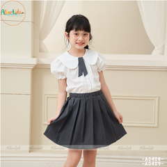 Áo sơ mi trắng tay ngắn đường gân A0408