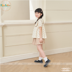 Áo sơ mi tay cộc bé gái chất xô muslin A0480