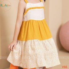Váy BG 2 dây 3 tầng phối hoa V66