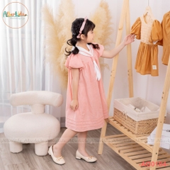 Váy bé gái cổ trắng phối nơ màu hồng AG0184