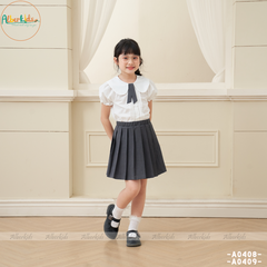 Áo sơ mi trắng tay ngắn đường gân A0408
