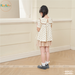 Áo sơ mi tay cộc bé gái chất xô muslin A0480