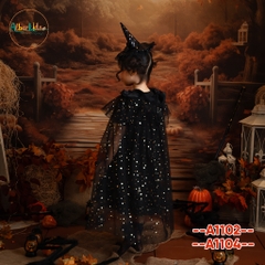 Áo choàng BG halloween lưới sao đen A1104