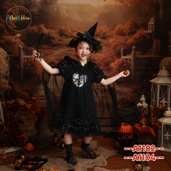Váy BG halloween đen in hình A1102