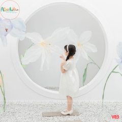 Váy bé gái SUXI DRESS trắng phối ren- V83
