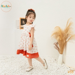 Váy BG hoa cam phối bèo cam V55