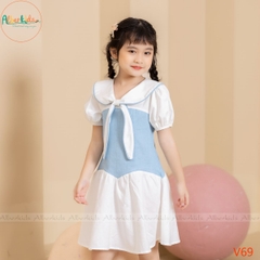 Váy BG trắng phối bò denim V69
