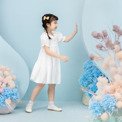 Váy BG cổ tròn gân tay bèo chun V63