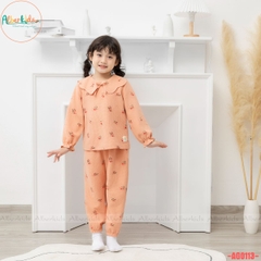 Bộ đồ bé gái dài tay cổ cánh sen AG0113