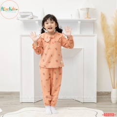Bộ đồ bé gái dài tay cổ cánh sen AG0113