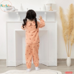 Bộ đồ bé gái dài tay cổ cánh sen AG0113