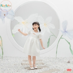 Váy bé gái SUXI DRESS trắng phối ren- V83