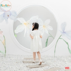Váy bé gái SUXI DRESS trắng phối ren- V83