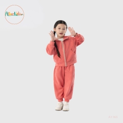 Sét bộ nỉ BG hoodie màu cam hồng A1127
