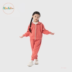 Sét bộ nỉ BG hoodie màu cam hồng A1127