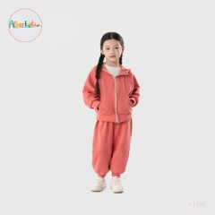 Sét bộ nỉ BG hoodie màu cam hồng A1127