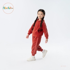 Bộ nỉ hoodie có mũ cam đất cho bé A1131