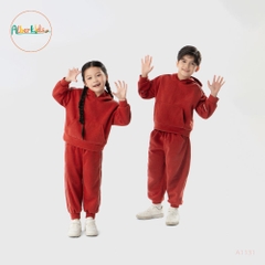 Bộ nỉ hoodie có mũ cam đất cho bé A1131