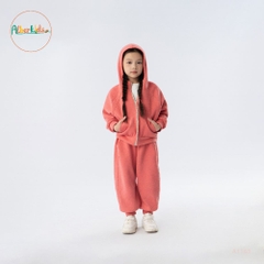 Sét bộ nỉ BG hoodie màu cam hồng A1127
