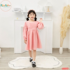 Váy bé gái dài tay Hồng chun ngực AG0117