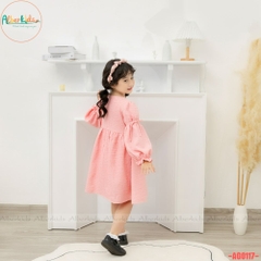 Váy bé gái dài tay Hồng chun ngực AG0117