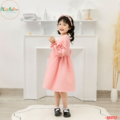 Váy bé gái dài tay Hồng chun ngực AG0117
