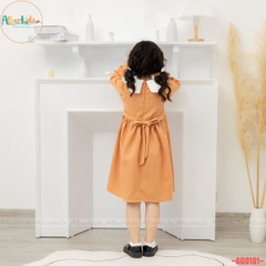 Váy bé gái dài tay cam phối cổ trắng AG0101