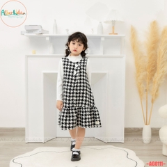 Váy bé gái kẻ sọc trắng đen sát nách AG0111