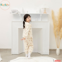 Bộ đồ bé gái dài tay cổ cánh sen AG0113