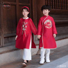 Áo dài bé gái An Yên Đỏ thêu đính ngọc AD0802