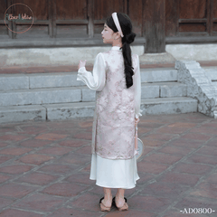 Áo dài bé gái Hoàng Trâm hồng cách điệu AD0800