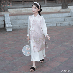 Áo dài bé gái Hoàng Trâm hồng cách điệu AD0800