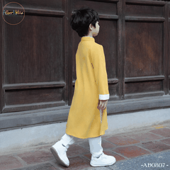 Áo dài bé trai VÀNG Thêu chim hạc AD0807