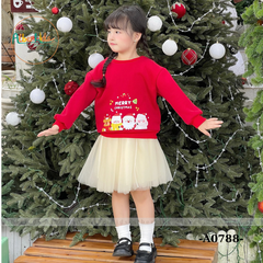 Áo nỉ in hình ông già NOEL bé trai, bé gái A0788
