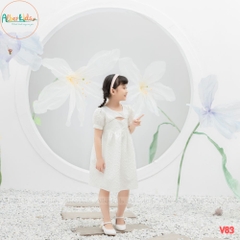 Váy bé gái SUXI DRESS trắng phối ren- V83