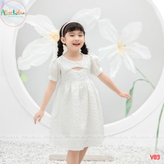 Váy bé gái SUXI DRESS trắng phối ren- V83