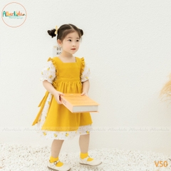 Váy BG hoa vàng phối vàng V50