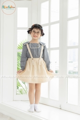 Sét áo kẻ + chân váy kem SA06