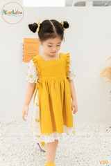 Váy BG hoa vàng phối vàng V50
