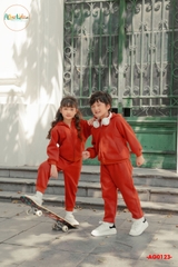Bộ nỉ hoodie có mũ cam đất cho bé AG0123