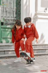 Bộ nỉ hoodie có mũ cam đất cho bé AG0123