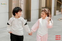 Bộ nỉ ô vuông bé gái vạt chéo AG0128